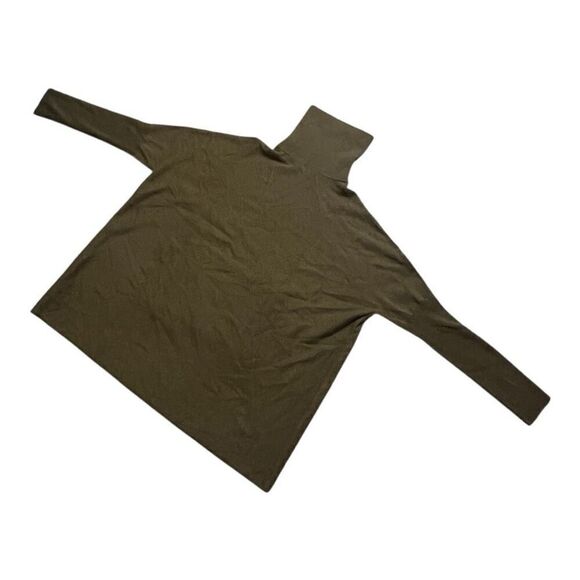Garnet Hill Cashmere Wool Oversized Turtleneck Sweater Green M Kangaroo Pocket - Picture 5 of 12